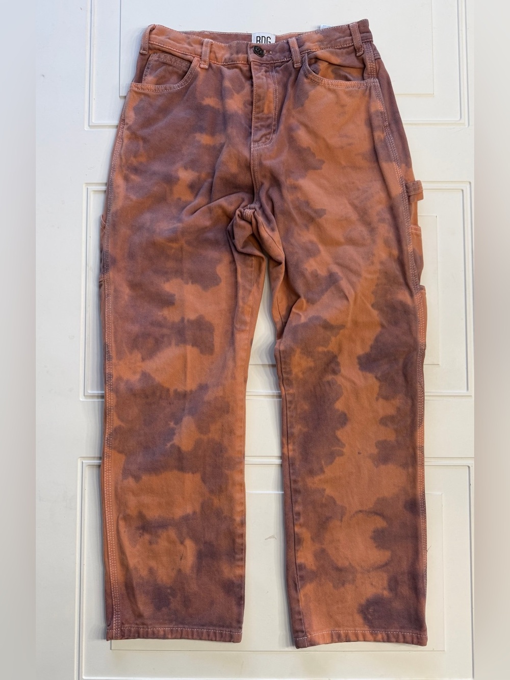 BDG Straight Leg Jeans in Rust and Dark Brown Tie-Dye